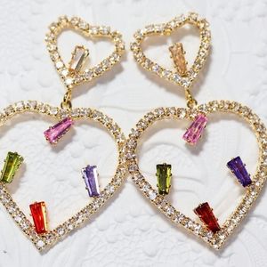 Crystal Heart Droplet Earrings